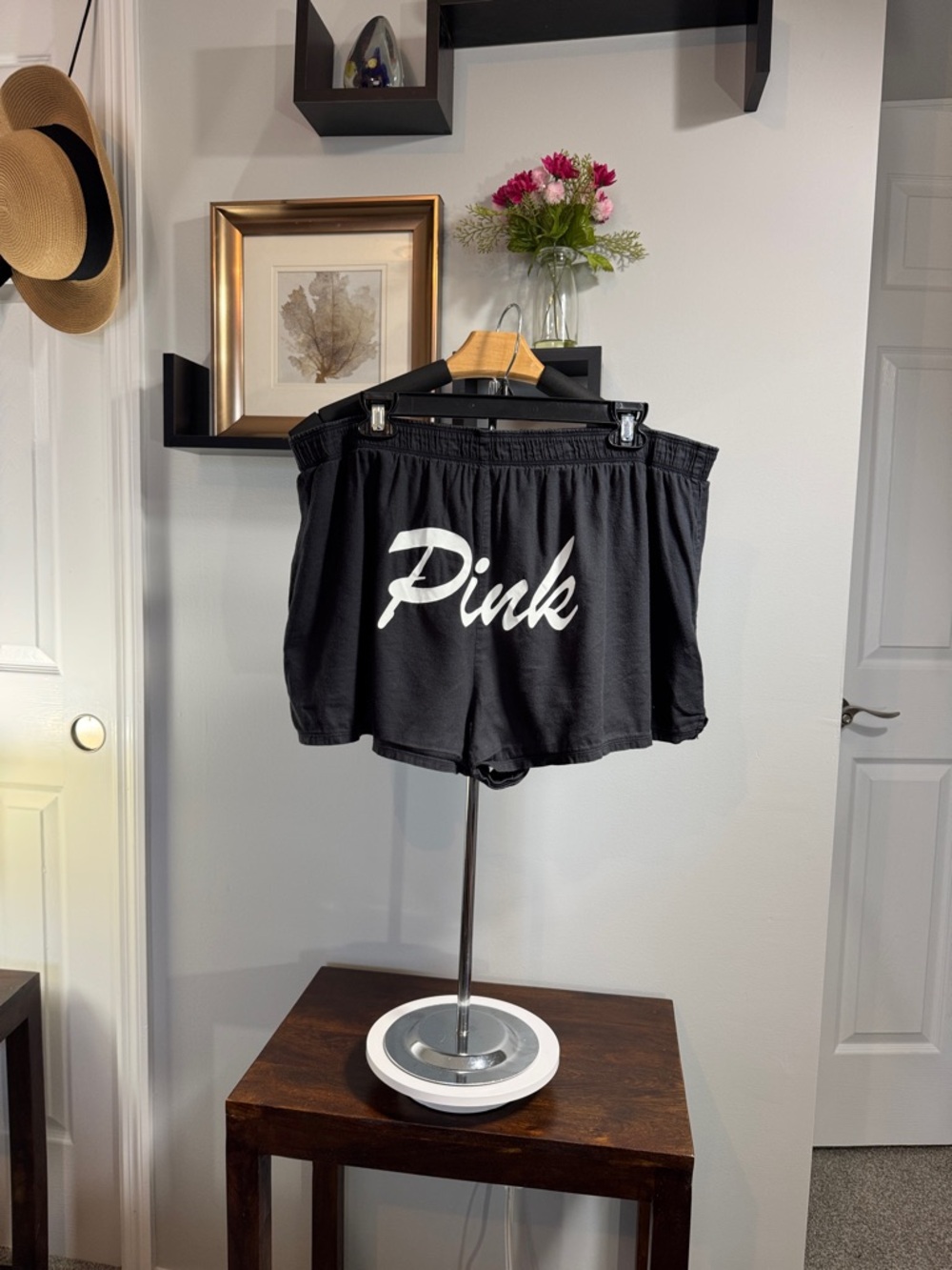 PINK Victoria's Secret Black Elastic Waist Lounge Shorts